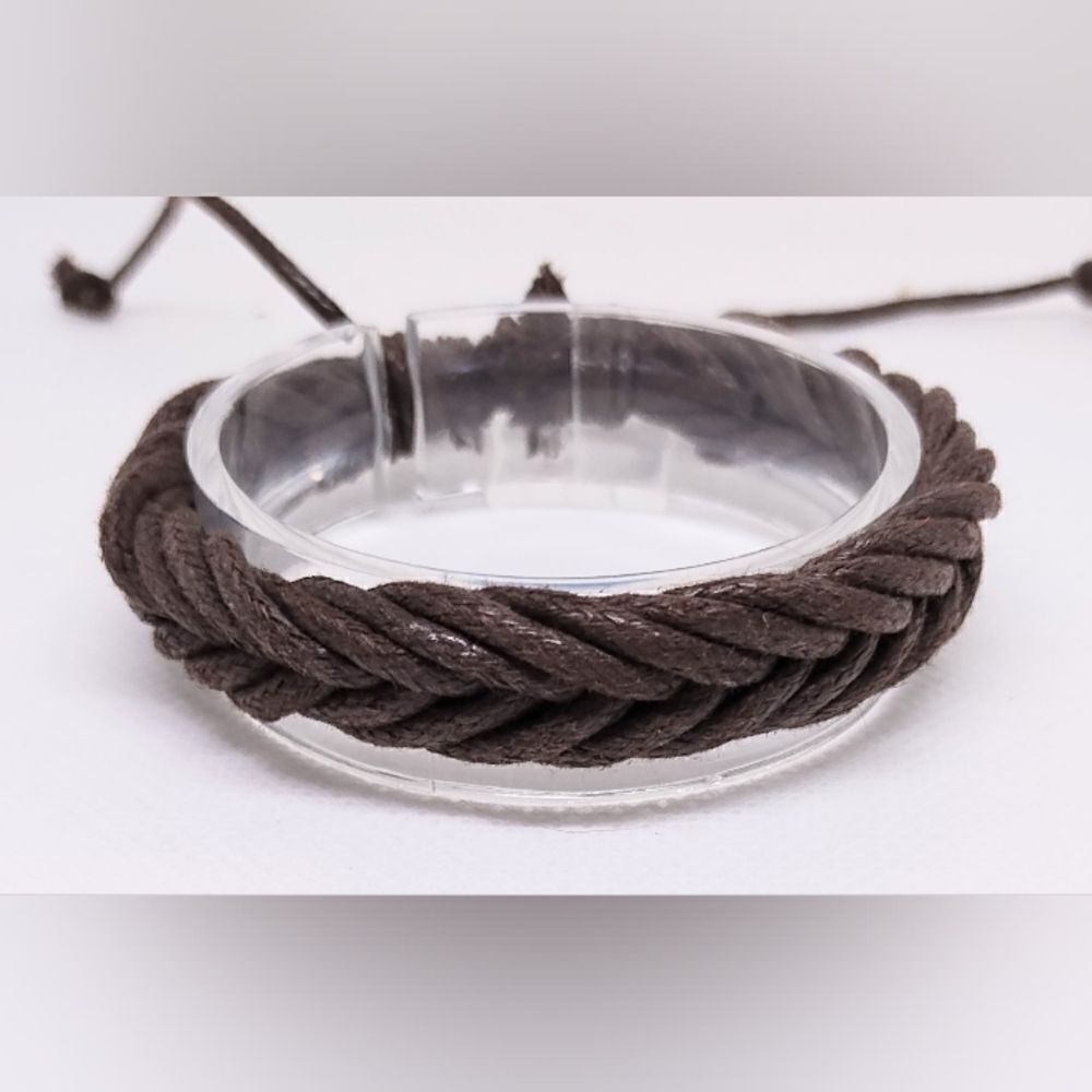Men's leather bracelet braided brown new e36